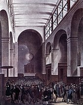 The London Stock Exchange in 1810. Microcosm of London Plate 075 - New Stock Exchange (tone).jpg