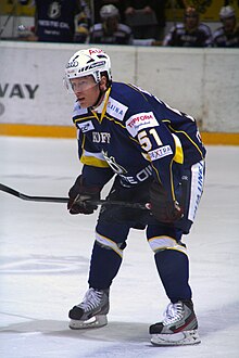 Defenseman Mika Hannula was suspended from the final game against Czech Republic as a result of crosschecking Sidney Crosby during a goal celebration. Mika Hannula.jpg