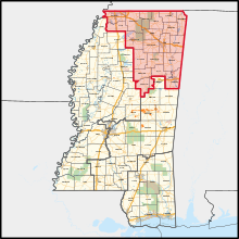 Description de l'image Mississippi's 1st congressional district (since 2023).svg.