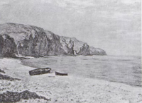 Beach and Cliffs at Pourville Monet - Wildenstein 1996, 710.png