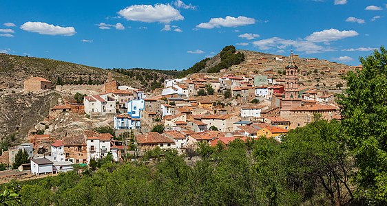 General view of the village of Monterde, province of Zaragoza, Aragon, Spain.