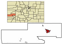 Montrose County Colorado Incorporated og Unincorporated områder Montrose Fremhævet 0851745.svg