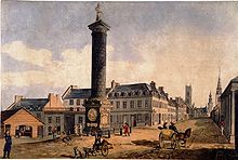 Nelson's Column, Montreal. Erected by Richardson and others in 1809, it still stands today at Place Jacques-Cartier. Monument Nelson Montreal.jpg