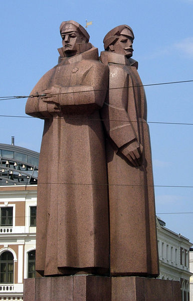 Soviet-era monument for the Latvian Riflemen in Riga.