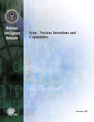 Cover of a National Intelligence Estimate NIE cover Iran 2007.jpg