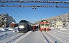 Transfer between long distance train and local train at Nelaug station near Arendal.