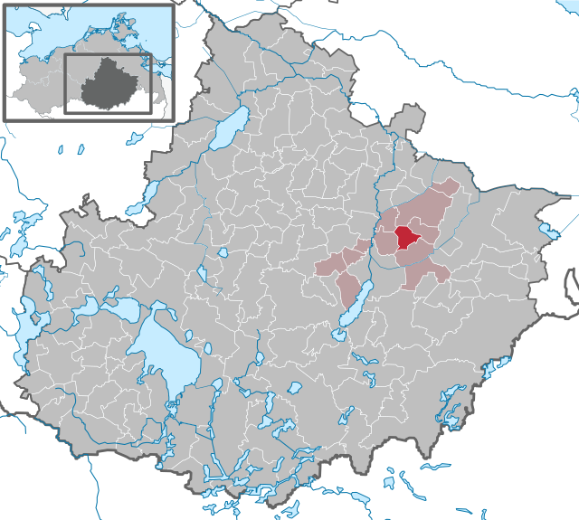 Läget för kommunen Neverin i Landkreis Mecklenburgische Seenplatte