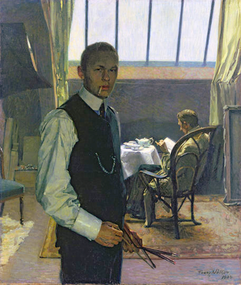 Selvportræt i atelieret,1904 − I baggrunden vennen Friedrich Ahlers-Hestermann(de), maler og forfatter