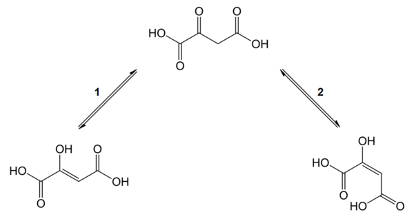 Keto-enol-tautomerie van oxaalazijnzuur