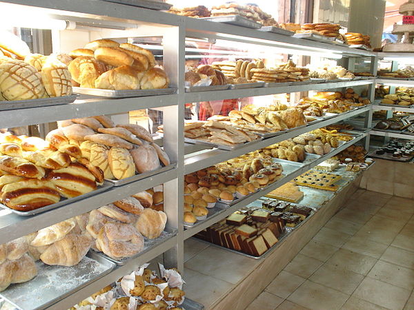 Breads inside a Mexican bakery
