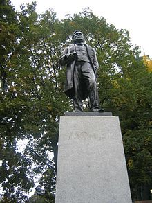 Walter Seymour Allward's statue of Oliver Mowat on the lawn of Queen's Park in Toronto, Ontario Canada Places toronto queens park mowat.jpg