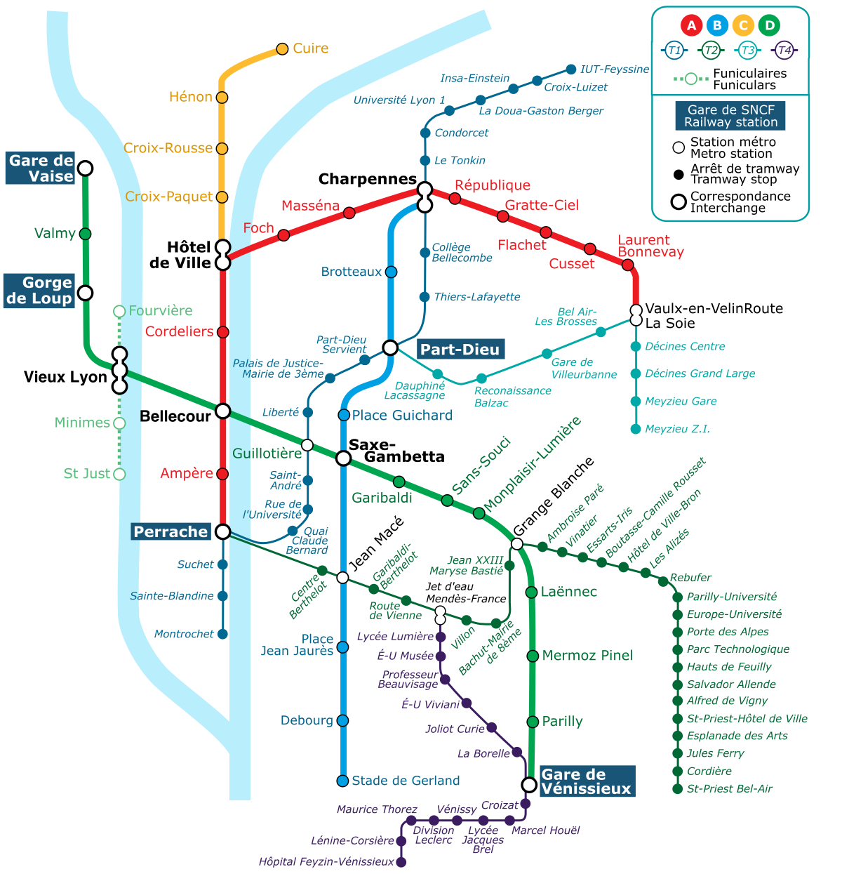 plan de metro lyon