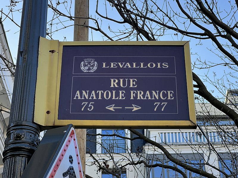 File:Plaque Rue Anatole France - Levallois-Perret (FR92) - 2022-01-30 - 2.jpg