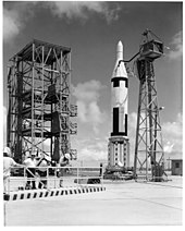 A UGM-27 Polaris missile on the launch pad at the Cape Canaveral Polaris-a1.jpg