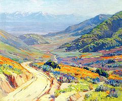 Image 48Poppies, Antelope Valley, a California Impressionist painting by Benjamin Chambers Brown (from Culture of California)