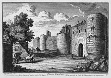 The Porta Latina in an 18th-century etching by Giuseppe Vasi. Porta Latina - Plate 009 - Giuseppe Vasi.jpg