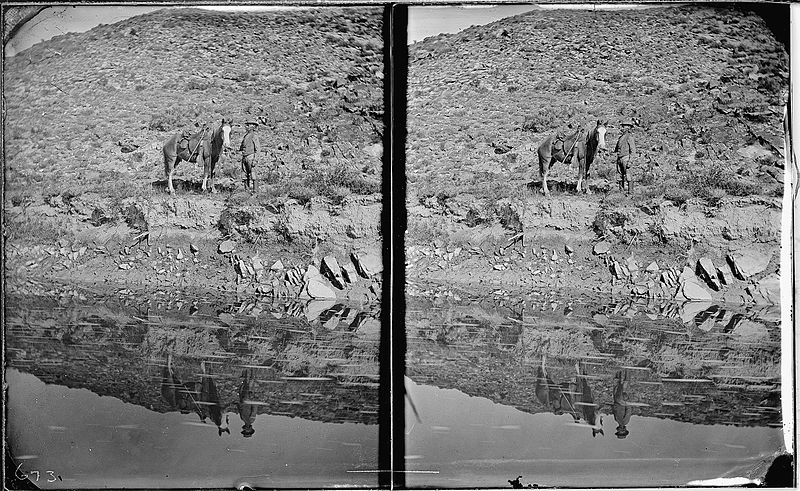 File:Prof. A.H. Thompson and his horse "Old Ute" and their shadows, 1871. Old nos. 458, 440, 467, 673. - NARA - 517914.jpg