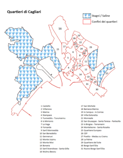 Mappa dei quartieri di Cagliari