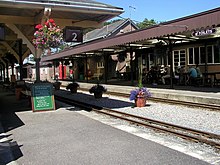The platforms at the adjacent Ravenglass and Eskdale Railway station. Ravenglass (RER) Station.jpg