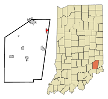 Location of Sunman in the state of Indiana