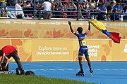 Deutsch: Badminton bei den Olympischen Jugendspielen 2018; Tag 2, 8. Oktober 2018; Finale Jungen English: Roller speed skating at the 2018 Summer Youth Olympics; day 2, 8 October 2018 – Boys Final