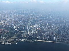 Roxas Boulevard, Ermita, Pasig River from air