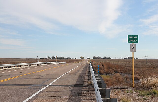 The highway passes over Rush Creek in Kiowa County.