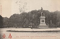 Statue of Rigault de Genouilly and the monument of Doudart de Lagrée in the background