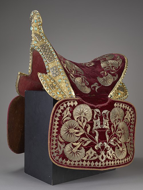 Ottoman saddle with shabrack according to tradition captured at Vienna in 1683 by the Mikołaj Hieronim Sieniawski. Czartoryski Museum