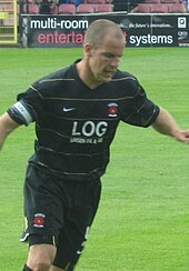 Collins playing for Hartlepool United in 2011 Sam Collins 2011-07-30 1.jpg