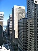 Rascacielos a lo largo de Market Street en San Francisco, construidos desde los años 1960 a los años 1980.