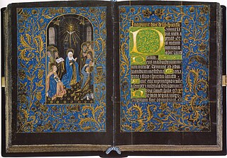 Black Hours, Morgan MS 493, Pentecost, Folios 18v/19r, c. 1475-80. Morgan Library & Museum, New York Schwarzes Stundenbuch edit.jpg