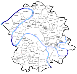 Seine-avdelingen og dens kommuner før den administrative omorganiseringen i 1860.