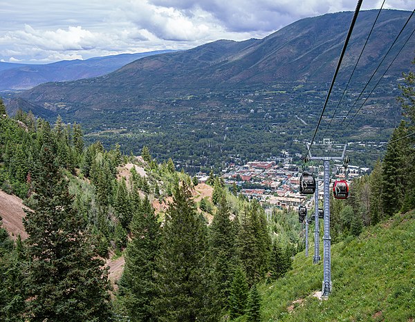 View of downtown Aspen from the Silver Queen Gondola on Aspen Mountain