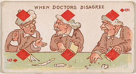 Six of Diamonds, When Doctors Disagree, from Harlequin Cards, 2nd Series (N220) issued by Kinney Bros. MET DPB872267.jpg