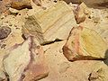 Colored sandstone in a crater