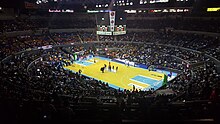 The Smart Araneta Coliseum during the Game 1 of the 
Barangay Ginebra–Meralco championship series for the 2016 PBA Governors' Cup.