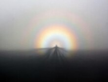 A solar glory and Brocken spectre Solar glory and Spectre of the Brocken from GGB on 07-05-2011.jpg