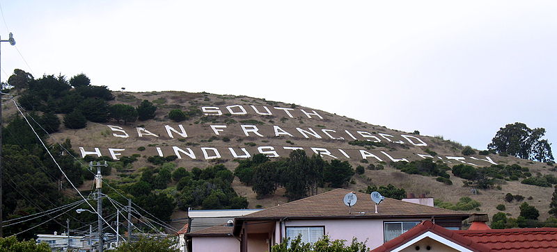 File:South San Francisco Hillside Sign, Sign Hill Park, north of Park Way, South San Francisco, CA 7-31-2011 5-56-22 PM.JPG