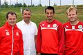 Sportliche Leitung der , SV Mattersburg 2015-2016 (von links nach rechts): Co-Trainer Markus Karner, Sportmanager Franz Lederer, Cheftrainer Ivica Vastic, Torwart-Trainer Markus Böcskör