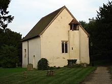 Exterior view showing the turret and bell chamber St Margaret of Antioch Church, Bygrave - geograph.org.uk - 48968.jpg