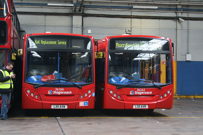 File:Stagecoach London 36266 (LX11 AVW), 36262 (LX11 AVR), North Street (Romford) Garage (15512762272).jpg