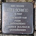 Stolperstein für Josef Schweid (1902–1942) vor dem Haus Videbullenstraße 22 in Minden