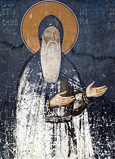 Svätý Simeon (Štefan Nemanja), freska, 13. storočie, Kráľovský kostol v Kláštore Studenica