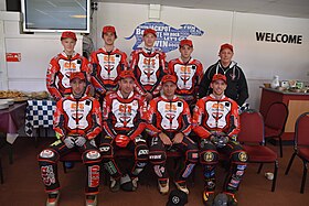 Swindon Robins in March, ready to defend their league title Swindon Robins 2018.jpg