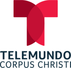 The Telemundo network logo, a T composed of two symmetrical pieces, with "Telemundo" and "Corpus Christi" in dark gray on consecutive lines.