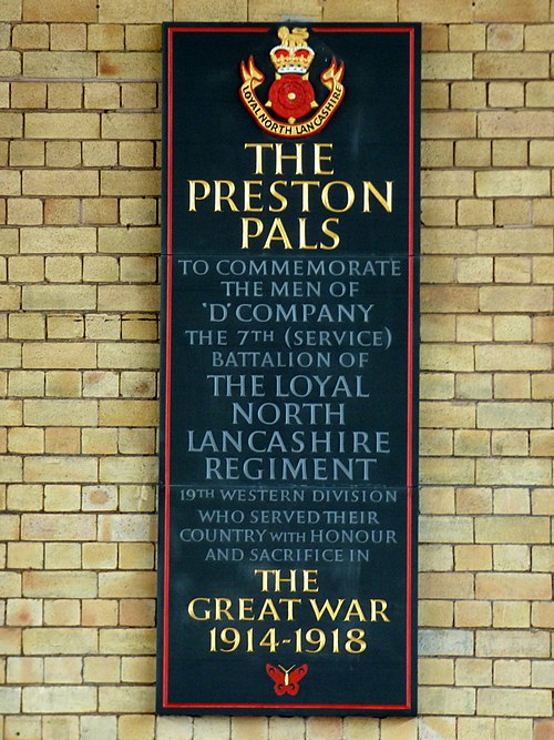 A commemorative plaque for the Preston Pals