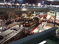 A railway museum in Japan displays antique locomotives. The Railway Museum 3.jpg