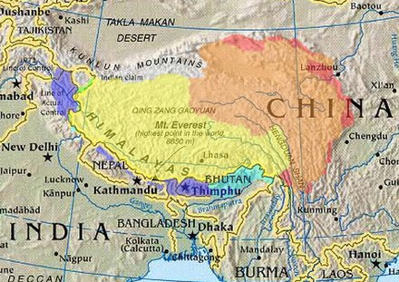 'Greater Tibet' as claimed by exiled groups