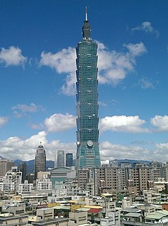 Taipei 101 Skyscraper located in Xinyi District, Taipei, Taiwan